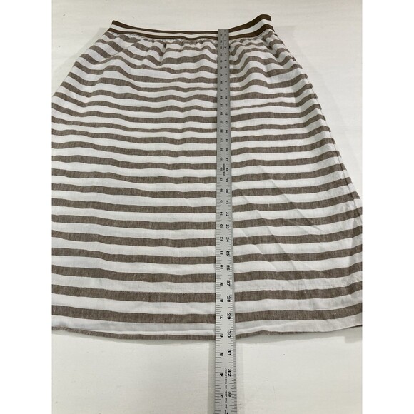 J Jill Skirt Women’s Lp Brown Stripe Love Linen Pull On Pockets Casual Bohemian - Picture 10 of 10